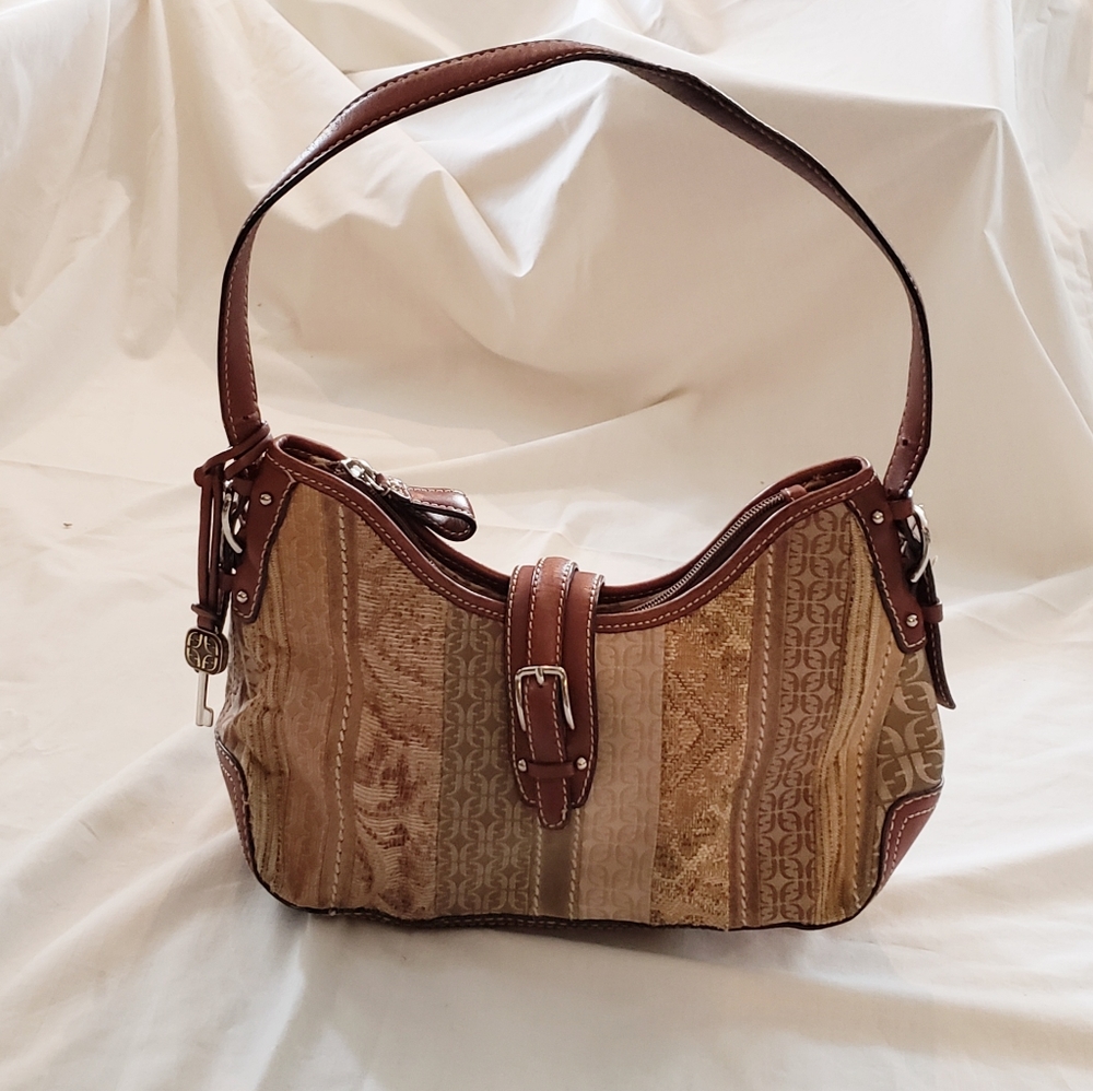 Fossil Tapestry Handbag Brown & Tan 10.5" x 8/5.5"